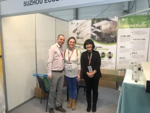 Hengkai Laser at International Laser Industry Exhibition Hengkai Laser team with international customers at a laser industry exhibition.